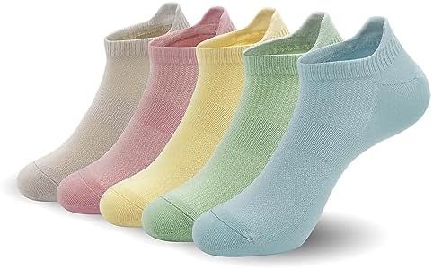 SERISIMPLE Women Ultra Thin Socks Viscose Bamboo Low Cut No Show Ventilating Low Ankle Anti Odor Arch Support Mesh Socks 5 Pairs (l, Mixed color)