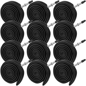 Roowest 12 Pack Bike Inner Tube 700x18/25c Road Bike Replacement Inner Tubes Bicycle Wheel Sizes with 48mm Valve Rubber Tubes for Road Bikes, Black
