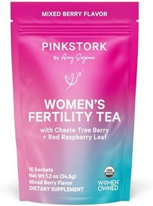 Pink Stork Organic Fertility Tea for Women with Chaste Tree Berries (Vitex) to Support Conception for Her - Hormone Balance with Mint and Red Raspberry Leaf, 15 Sachets