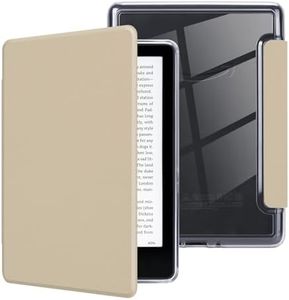 MOROCK Case for All-New 6.8" Kindle Paperwhite and Paperwhite Signature Edition (11th Generation, 2021 Released), Lightweight PU Leather and PC Clear Acrylic Back Cover, Auto Sleep/Wake, Oat Coffee