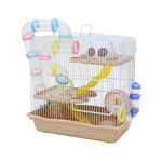 Cage/Playhouse for Dwarf Hamster/Gerbil/Mice Spacious with Multiple Tubes,Hamster Wheel,Bottle and Small House (18x11x18 inches )-[ Colors May Vary ]