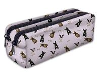 Pencil case with 2 Compartments Toiletry-Bag Vanity Case Make up Purse Phone Handbag Pencil-Bag Holder French Bulldogs [107]