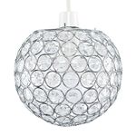 Modern Chrome Globe Ceiling Light Shade with Acrylic Crystal Effect Jewels