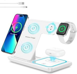 HOMFY 3 in 1 Wireless Charger for iPhone, Magnetic Stand Charging Station for Multiple Devices, Travel Charger for iPhone 15/14/13/12 Series, AirPods Pro, iWatch (Adapter Included)