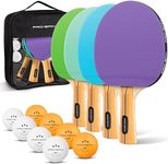 PRO SPIN Ping Pong Paddles - High-Performance | Premium Table Tennis Rackets, 3-Star Ping Pong Balls, Compact Storage Case (4-Player Set, Purple/Blue/Mint/Green)