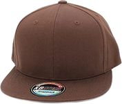 Classic Snapback Hat Blank Cap Underbrim Cotton Wool Blend Flat Visor Adjustable Unisex, Dark Brown, One Size