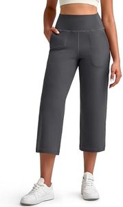 G4Free Yoga Pants with Pockets for Women High Waisted Capri Loose Stretch Comfortable Soft Sport Casual Trousers(Dark Gray,S,21")
