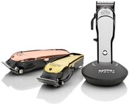GAMMA+ Absolute Alpha Professional Modular USB Cordless Clipper with 5 Dub Magnetic Guards, Matte Silver, Rose Gold, and Gold