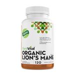 PlantVital Lions Mane Supplement Capsules - Organic Lion’s Mane Mushroom Supplements with 40% Polysaccharides - Supports Immune Health and Antioxidants - 120 Count