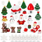 45 Pieces Miniature Christmas Ornaments for Crafts Miniature Christmas Figurines Include Mini Resin Tree Snowman Small Bell Bear Castle Snowflake for Christmas DIY Crafts Dollhouse Home Decor