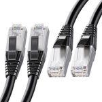 Cable Matters 2-Pack, 40Gbps Shielded Short Cat 8 Ethernet Cable 3m in Black (2000 Mhz Ethernet Cable Cat 8, Cat8 Internet Cable, Gaming Ethernet Cable, Lan Cable Cat 8) - 3 Meter