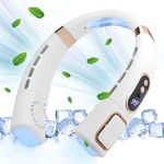 yumcute Neck Fan, 8000 mAh with Cooling Plate Lights Digital Display Portable Hanging Bladeless Wearable Quiet Neck Face Fans Rechargeable 360° Cooling for Adults Women Men Holiday Travel Camping