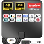 2024 Upgraded TV Aerial- Indoor TV Aerial with Amplifier Signal Booster 280+ Miles Range,Freeview Digital TV Antenna Support 4K 1080P