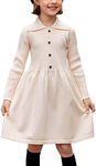 Flypigs Girls' Pullover Dress Long Sleeve Knitted Dress Children's Winter Dress Plain Skater Dress Autumn Festive Elegant Casual Dress Apricot 11-12 Years 146 152