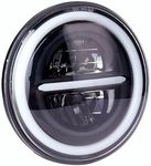 ELTRON TURBO Imported DC Power Minus Full Ring DRL 7 Inchs Headlight Front LED Headlight Bulb White and Yellow, Angel Eye Lamp Compatible for All Bullet & Thar Model, Hi And Low Beam Amber (Pack Of 1)