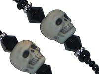 Beaded Eyeglass Chain Skulls Black 
