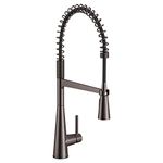 Moen 5925BLS Sleek One-Handle Pre-Rinse High Arc Spring Pulldown Kitchen Tap Faucet with Power Boost, Black Stainless