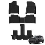 Auxko All Weather Floor Mats Fit for Hyundai Santa FE 2024 7 Seat TPE Rubber Liners Accessories Set All Season Guard Odorless Anti-Slip Floor Mats Black