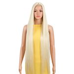 DÉBUT Lace Front Wig Super Long Straight Wig for Women 38 inches 260g Synthetic Hair Heat Resistant Fiber 130% Density (38 inches, Blonde)