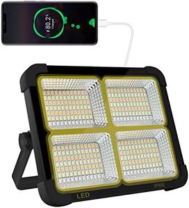 iodoo LED Construction Spotlight Battery, 100 W LED Work Light Battery 336 LEDs Solar Panel, 4 Light Modes, External Battery with 16500 mAh Rechargeable Power Bank for Camping, Work, Fishing, Colour