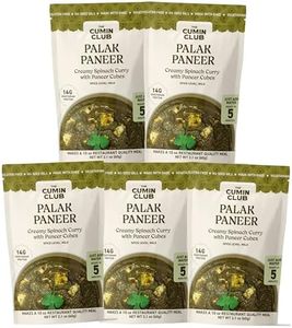 The Cumin Club Ready to Eat Indian Meal Palak Paneer - Authentic & Flavorful Indian Meal, Ready to Eat Spinach Paneer with Mild Spices, Easy 5-Minute Vegetarian Friendly Indian Food, All-Natural, No Preservatives - Pack of 5