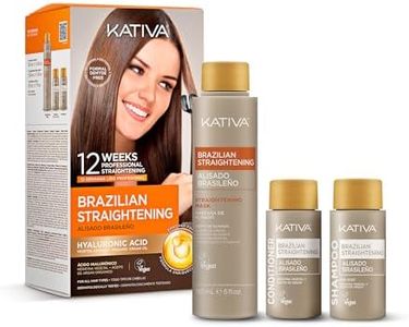 KATIVA Brazilian Straightening Kit, Professional Home Straightening Treatment, Up to 12 Weeks Shelf Life, Keratin Straightening, Vegetable Keratin, Formalol Free, Easy to Use, Orange, 0.44 kg