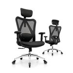 Ergonomic Office Chair - Adjustable Desk Chair with Lumbar Support and Rollerblade Wheels - High Back Chairs with Breathable Mesh - Thick Seat Cushion, Head, and Arm Rests - Reclines (Black)