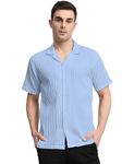 LITVA Casual Shirt for Men|| Shirt for Men|| Men Stylish Shirt|| Stripped Shirt (in, Alpha, L, Regular, Sky)