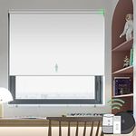 Yoolax Motorized Blinds, Waterproof Smart Blinds for Windows Blackout Roller Window Shades Work with Alexa, Automatic Blinds with Remote Customized Size for Home, Office, Bathroom (Vinyl-White)