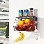 Mefirt Black Fruit Bowl, Fruit Basket, Vegetable Rack for Kitchens can be used as Kitchen Storage, Vegetable Storage, Vegetable Rack Wall and Stackable Storage Baskets for Vegetables, Fruit, Snacks