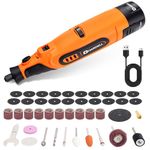 HARDELL Upgrade 12V Cordless Rotary Tool Kit with 43 Accessories, 6-Speed (10000-25000RPM), 1500mAh Removable Battery, Long Runtime for Sanding, Polishing, Engraving, DIY Crafts & Cutting