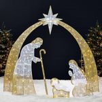 Best Choice Products 4.5ft Lighted 2D Outdoor Nativity Scene, Christmas Arch Holy Family Yard Decoration w/ 115 LED Lights, Stakes, Zip Ties