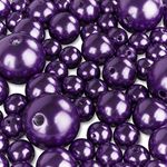 Super Z Outlet Elegant Glossy Polished Pearl Beads for Vase Fillers, DIY Jewelry Necklaces, Table Scatter, Wedding, Birthday Party Home Decoration, Event Supplies (8 Ounce Pack, 70 Pieces) (Purple)