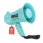 Pyle Portable Megaphone - Battery Operated Horn Loudspeaker with Siren, Built-in Dynamic Microphone Speaker, Adjustable Volume Control, Talk, Music, and Siren Switch (Turquoise)