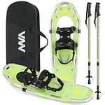 VNV Snowshoes for Men Women Youth Kids, Light Weight Aluminum Alloy Terrain Snow Shoes with Crampon Protector, Trekking Poles and Carrying Tote Bag (Avocado, 25 inch)