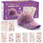 Gifts for Girls DIY Baseball Cap, Decorate Your Own Baseball Cap with Gem Stickers, Halloween Birthday Present for 4 5 6 7 8 9 10 Year Old Girls, Hat Arts & Crafts Kit Girl Age 4-10, Outdoor Sun Hat