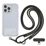 Golifyne Universal Phone Lanyard, Anti-Theft Crossbody Strap for iPhone 16 Pro Max and Most Smartphones, Adjustable Cell Phone Neck Holder w/ 2 Non-Adhesive Tether Tabs for Men and Women, Black/Black