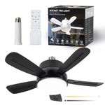 REYLAX Ceiling Fans with Lights and Remote, 6 Fan Speeds, Stepless Dimmable 1700 Lumens, 3 Colours 3000K-6000K, 15.7 inch E27 Base Screw, Timing, Ceiling Fan Light for Bedroom, Kitchen, Garage