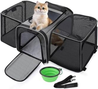 Pecute Expandable Cat Carrier, Soft Side Pet Carrier with Seat Belt, Dog Carriers for Small Dogs, Portable & Foldable Cat Bag Carrier Great for Travel, Outdoor, Hiking, Camping