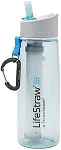 LifeStraw Go Water Filter Bottle with 2-Stage Integrated Filter Straw for Hiking, Backpacking, and Travel, 22oz, Light Blue
