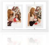 DECOCIAGA 5x7 Rotating Picture Frames Double Sided Photo Frame Wooden Floating Picture Frame Multi Family Photo Frames Standing for Office Desk & Home Tabletop Decor, White