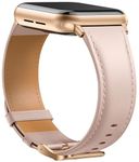 Laffav Leather Strap Compatible with Apple Watch Strap 40mm 38mm 41mm 42mm Women Men, Genuine Leather Classic Replacement Bands for Apple Watch iWatch Series 10 9 8 7 6 5 4 3 2 1 SE 2,Pink