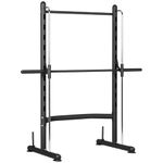 HOMCOM Smith Machine Squat Rack with Pull-Up Bar, Adjustable Weight Rack, Multi-Functional Weight Lifting Barbell Stand for Home, Gym, Strength Training