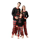 Sangdut Christmas Matching Family Pyjamas Set, Holiday Long Sleeve Christmas Tree Top with Plaid Pants Xmas Pjs Set for Women/Men/Kids (Women,M)