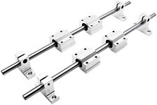 2PCS 8mmX 600mm (0.32" x 23.62") Linear Motion Rod Shaft Guide with 4 PCS Ball Bearing & 4 PCS Aluminum Rail Support Guide Set for DIY Craft Tool