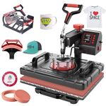 Slendor Upgraded 5 in 1 Heat Press Machine 12x15 Inch T-Shirt Pressing Machine, Unique Appearance, 360° Swing Away Digital Heat Transfer Multifunction Sublimation Combo for T-Shirts Hat Cap Mug Plate