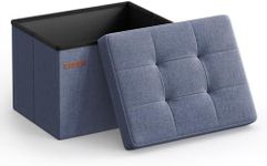 SONGMICS Small Folding Storage Ottoman, Foot Rest Stool, 12.2 x 16.1 x 12.2 Inches, 286 lb Load Capacity, for Living Room, Bedroom, Home Office, Dorm, Light Denim Blue ULSF102Q01