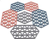 SIYANSHU Trivet Silicone trivets Mat Set for Hot Dishes/Pot/Bowl/Teapot/Hot Pot Holders (Pack of 6, 3 Large & 3 Small)