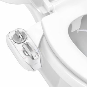 LUXE Bidet NEO 320 Plus - Warm Water, Dual Nozzle, Non-Electric Bidet Attachment for Toilet Seat, Patented Slide-In Install, 360° Self-Clean, EZ-Lift to Clean, Feminine & Rear Wash (Chrome)