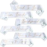 Blue Planet Fancy Dress Bridesmaid Hen Party Sash (Pack of 1) Botanical White Satin Sashes with Gold Text for Women and Girls Bachelorette Parties Bridal Party Favours Wedding Accessories